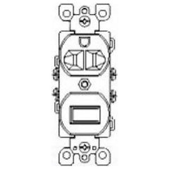 Leviton 5335-I Combination Duplex Style Combination Single Pole Switch/Receptacle 20 Amp 120 Volt