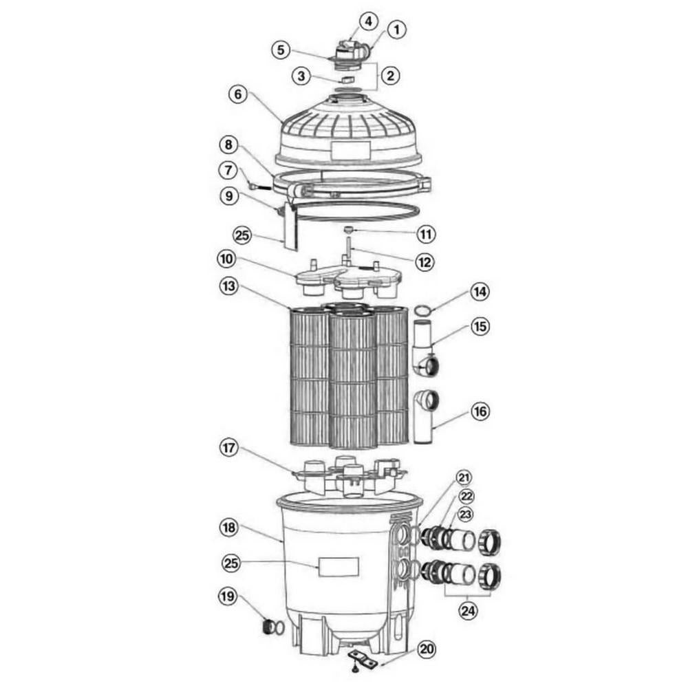 HAYWARD Hayward HCF7030C Dual-Quad-Cluster Cartridge Filter 700 sq. ft. (8 Elements) HAYHCF7030C