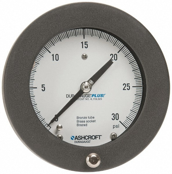 ASHCROFT Ashcroft 93108XLL Pressure Gauge 0-30 Psi 4.5 in Dial