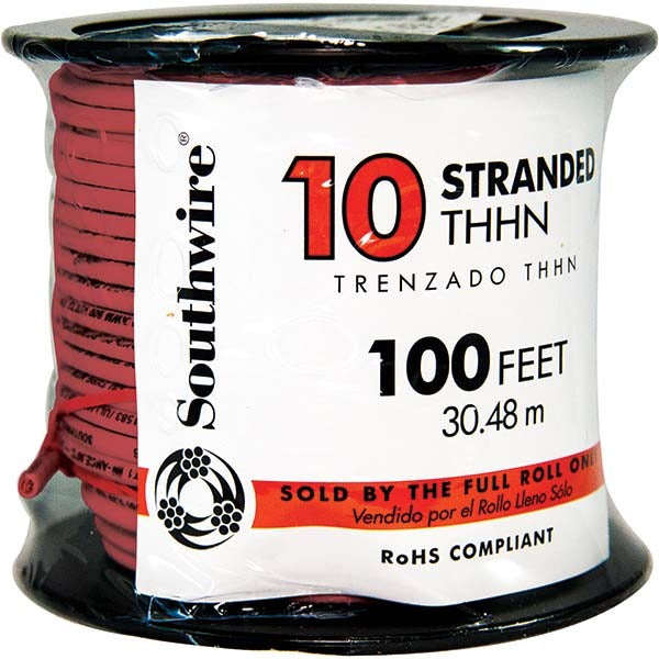 SOUTHWIRE Southwire 22975737 Thhn Thwn 10 Awg 30A 100ft Stranded Wire Red