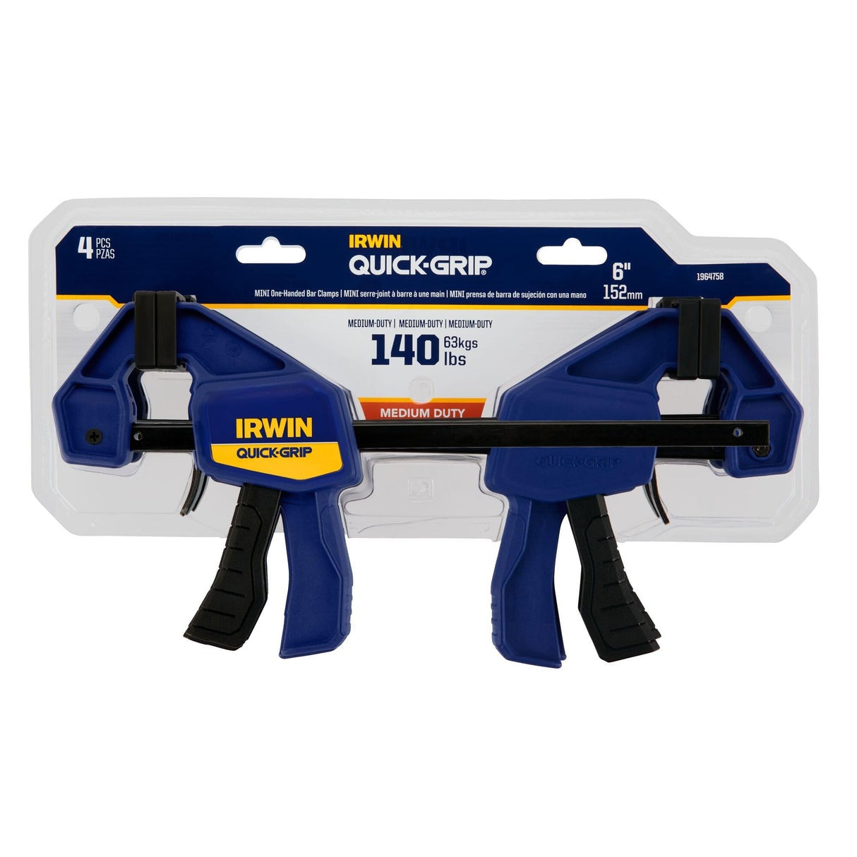 IRWIN Irwin 1964758 Quick-Grip One-Handed Mini Bar Clamp 6-Inch 4-Pack