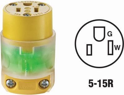 LEVITON Leviton R50-515CV-LIT 15A Illuminated Grounded Connector