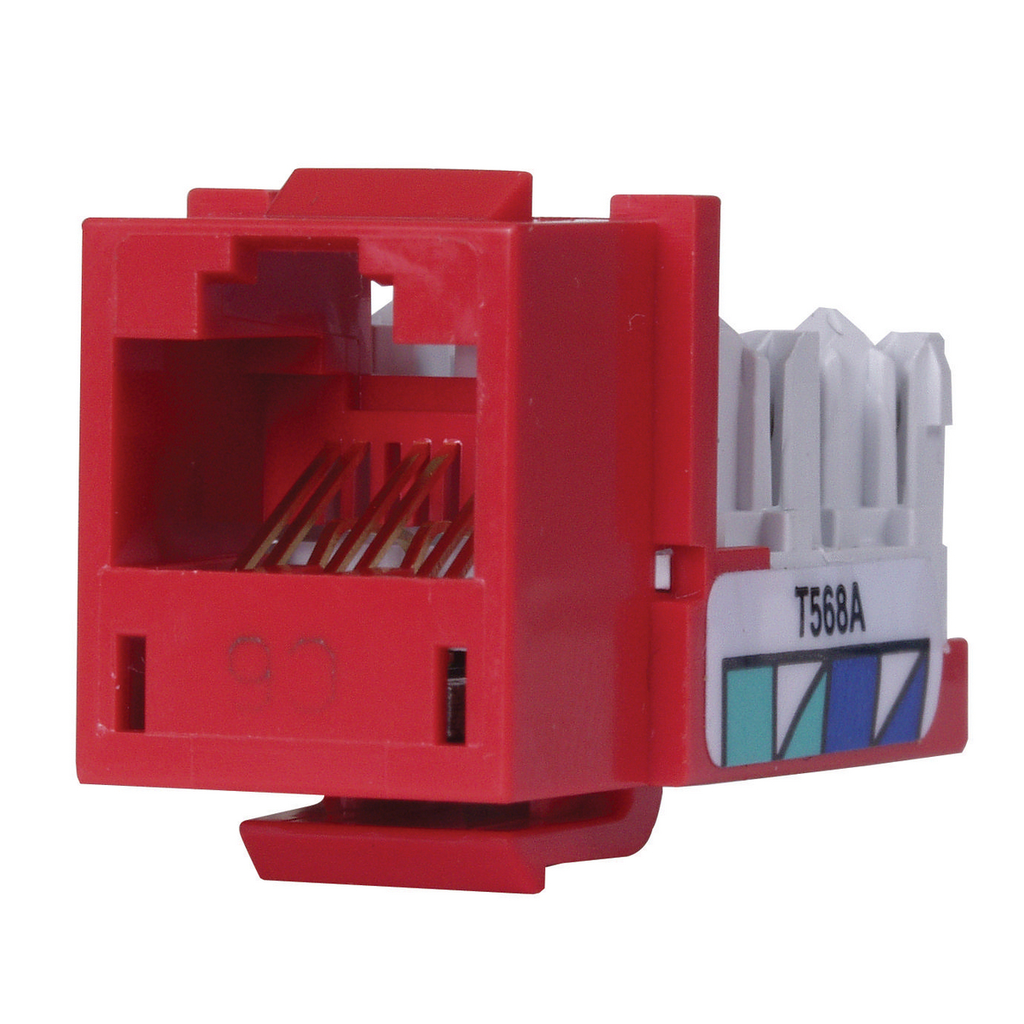 Hubbell HXJ6R 8-Position Red T568A/T568B Category 6 Modular Keystone Jack