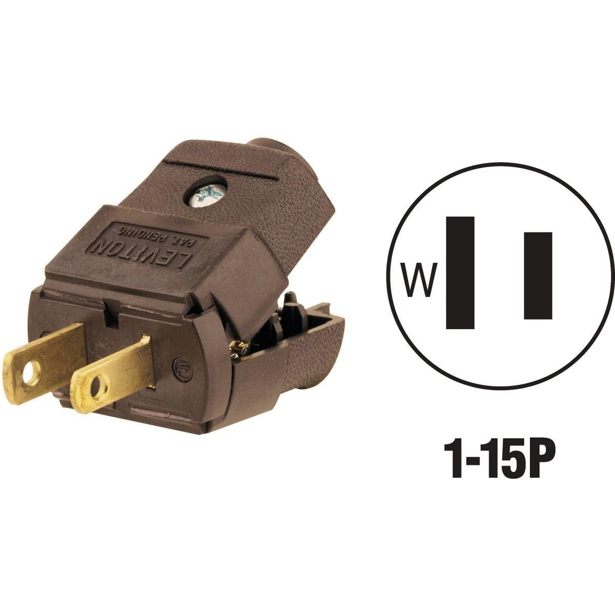 LEVITON Leviton 035-00101-2BP 2-Wire 2-Pole Hinged Cord Plug 15A 125V (Each)