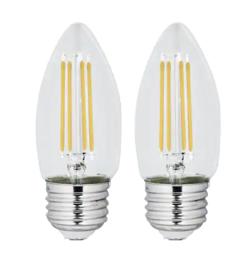 FEIT ELECTRIC Feit Electric BPETC40927CAFIL/2/RP B10 LED Bulb Medium E26 Base 3.3W (2 Pack) BPETC40927CAFIL/2/RP