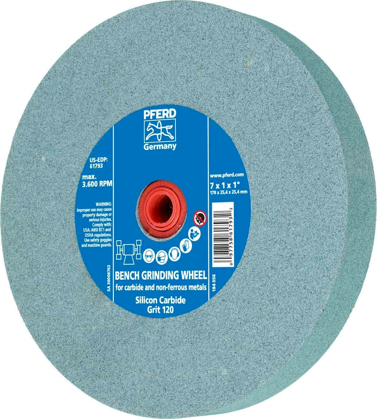 PFERD Pferd 61788 Vitrified Bench Wheel 60 Grit (6 in x 1 in, 1 in Arbor)