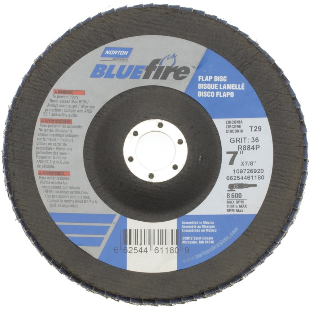 NORTON Norton 66254461180 Flap Disc 36 Grit Type 29 7 Inch