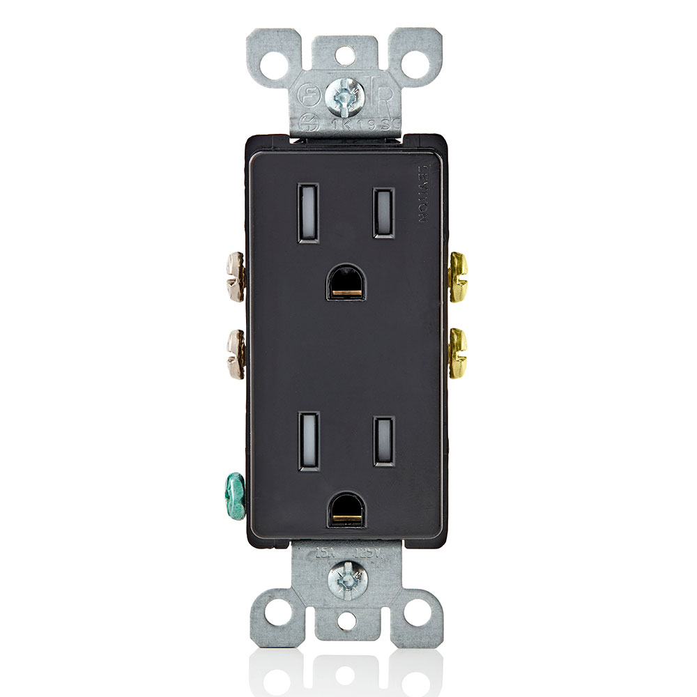 Leviton T5325-E Duplex Grounding Tamper-Resistant Straight Blade Receptacle 125VAC 15A 2 Poles 3 Wires NEMA 5-15R