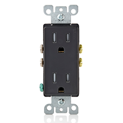 Leviton T5325-E Duplex Grounding Tamper-Resistant Straight Blade Receptacle 125VAC 15A 2 Poles 3 Wires NEMA 5-15R