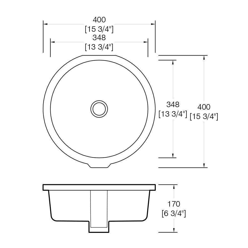 DAKOTA Dakota Plumbing Products US-15RW Round Undermount Sink