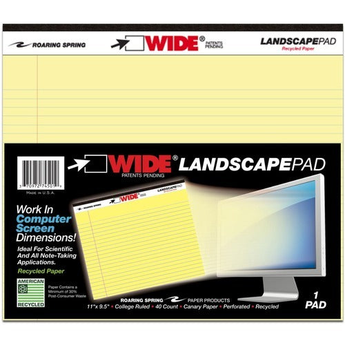 ROARING SPRING Roaring Spring ROA74501 Landscape Writing Pad 40 Sheets