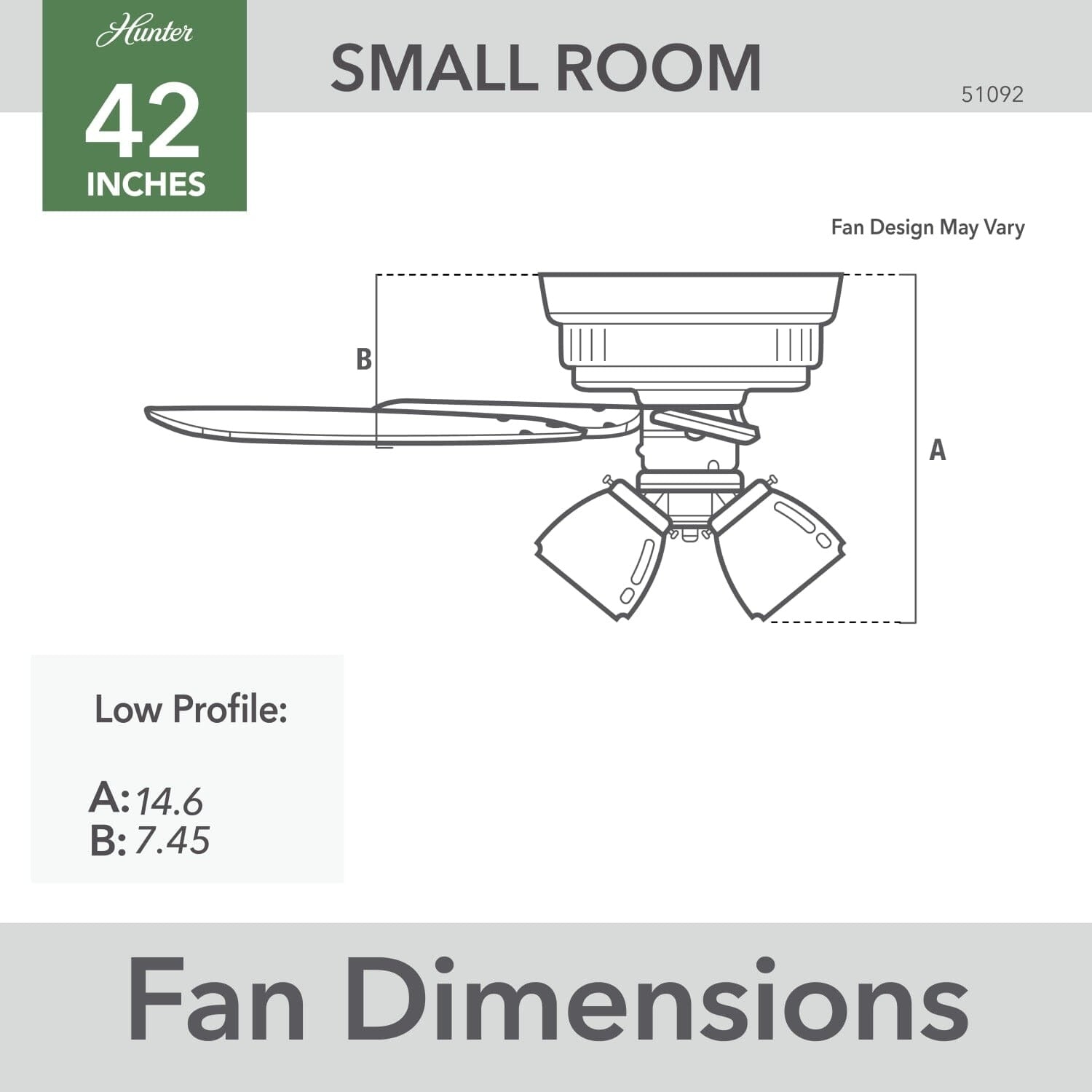 HUNTER Hunter 51090 Builder Low-Profile Ceiling Fan LED (42-Inch) 51090