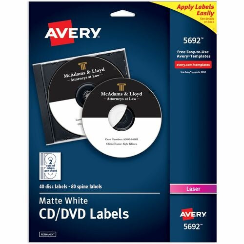 AVERY Avery AVE5692 White Laser Cd Dvd Labels Pack of 40