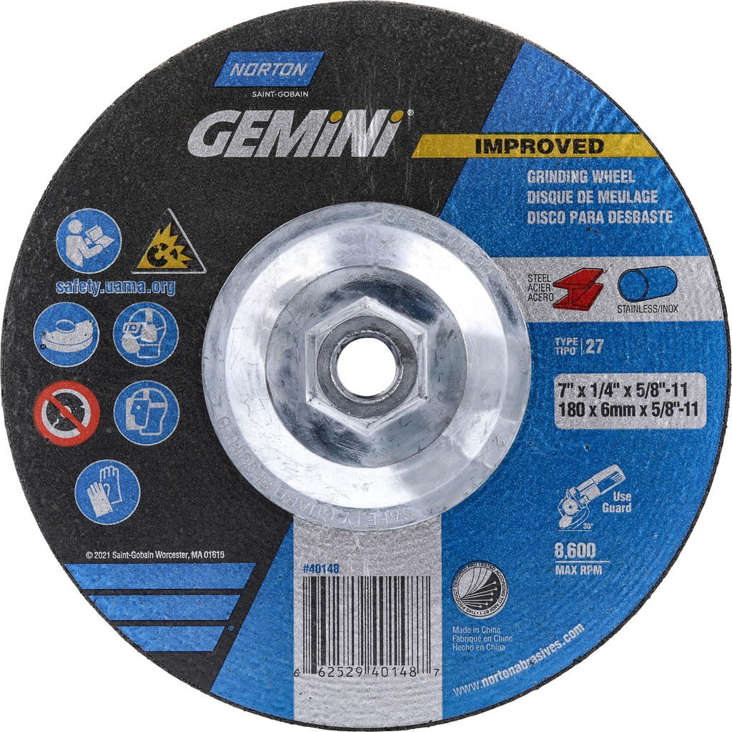 NORTON Norton 66252940148 Type 27 Grinding Wheel 7 in 24 Grit