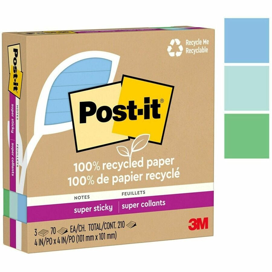 3M 3M MMM675R3SST Post-it Super Sticky Adhesive Note 4 inches x 4 inches (3 pack) 675R-3SST