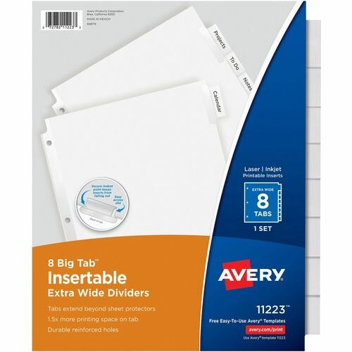 AVERY Avery AVE11223 Insertable Tab Dividers 8 Tab 11x9 in
