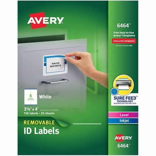 AVERY Avery AVE6464 Removable Labels 3-1/3x4 in 150 Pack