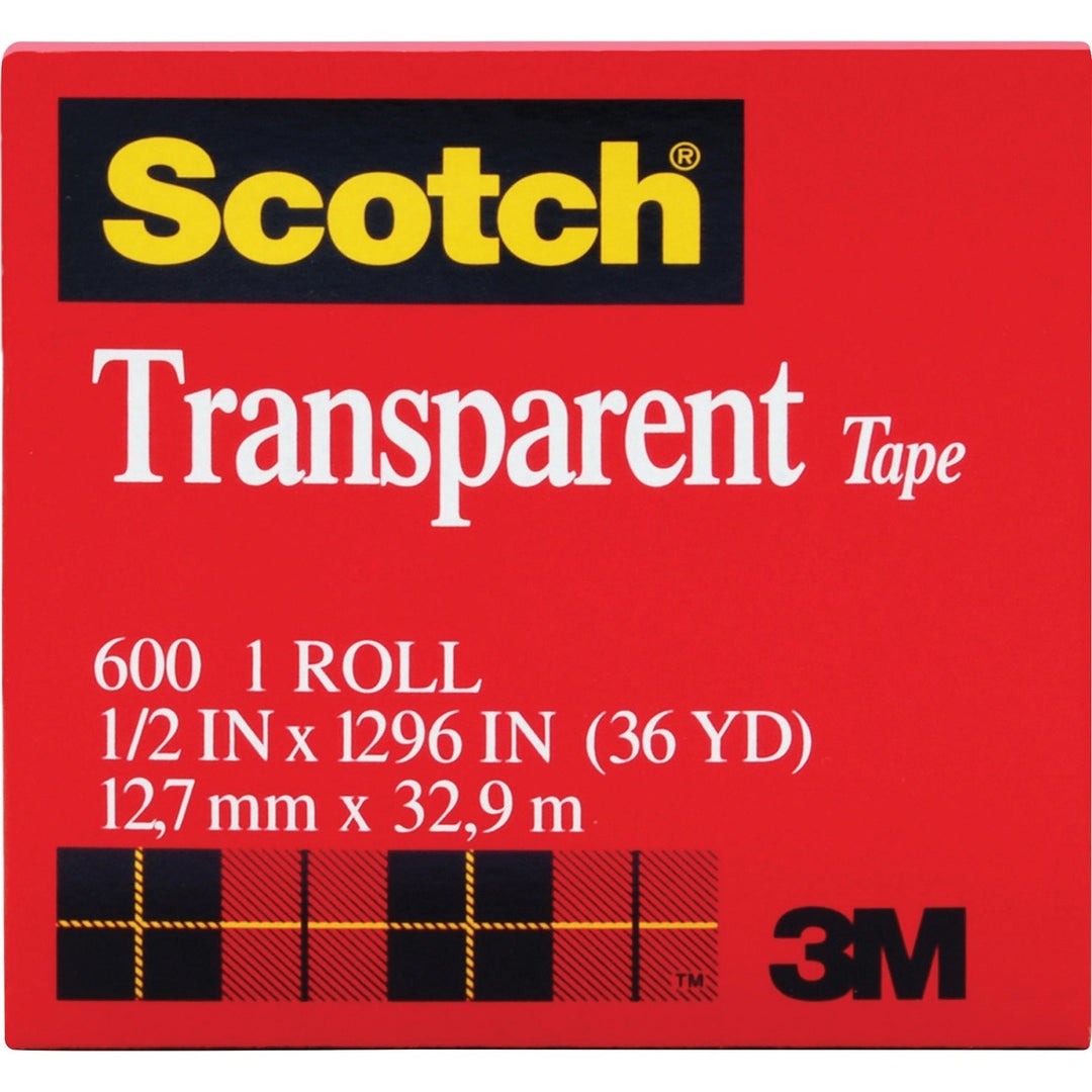3M 3M MMM600121296PK Scotch Transparent Tape 1/2 in x 36 yd (12/Pack)
