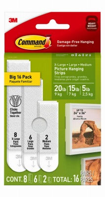 3M 3M Company 17218-16ES Picture Hanging Strip 16 Pairs White