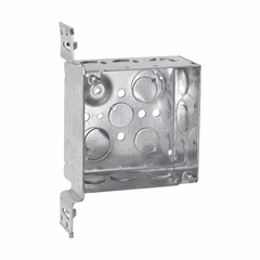 Crouse-Hinds TP451 4 Square Outlet Box, 30.3 Cubic Inch Capacity, Welded Steel, (2) 1/2, (1) 3/4 Knockouts