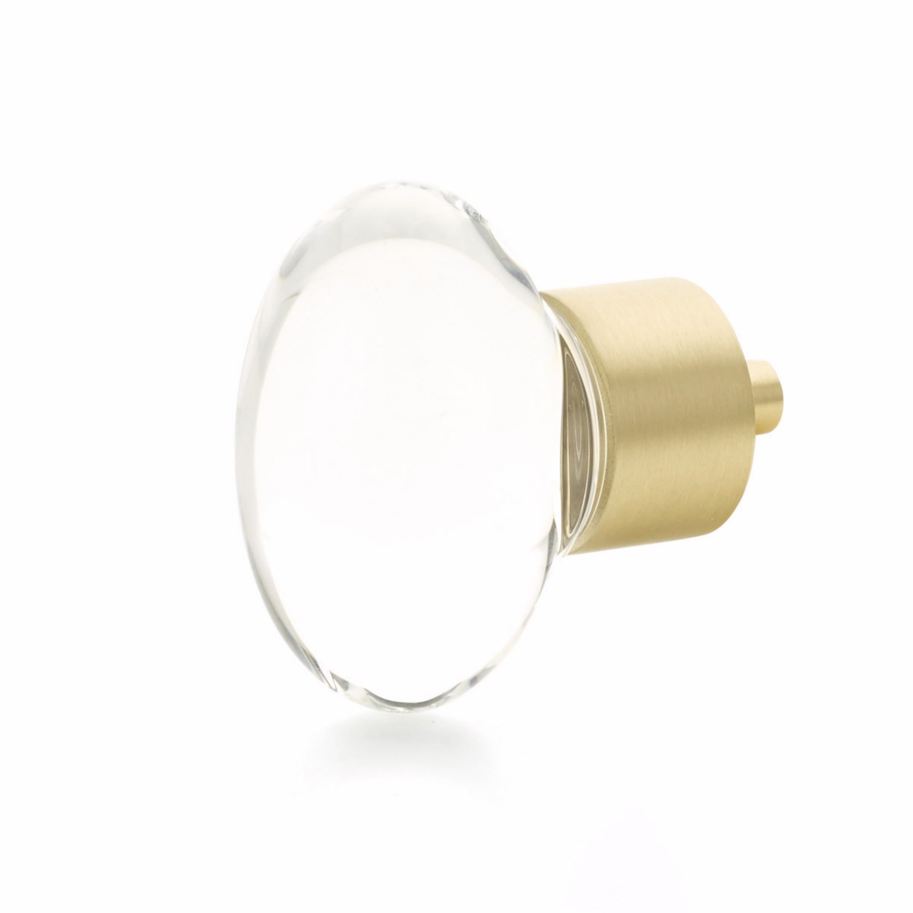 SCHAUB Schaub 60-SB Oval Glass Cabinet Knob Satin Brass