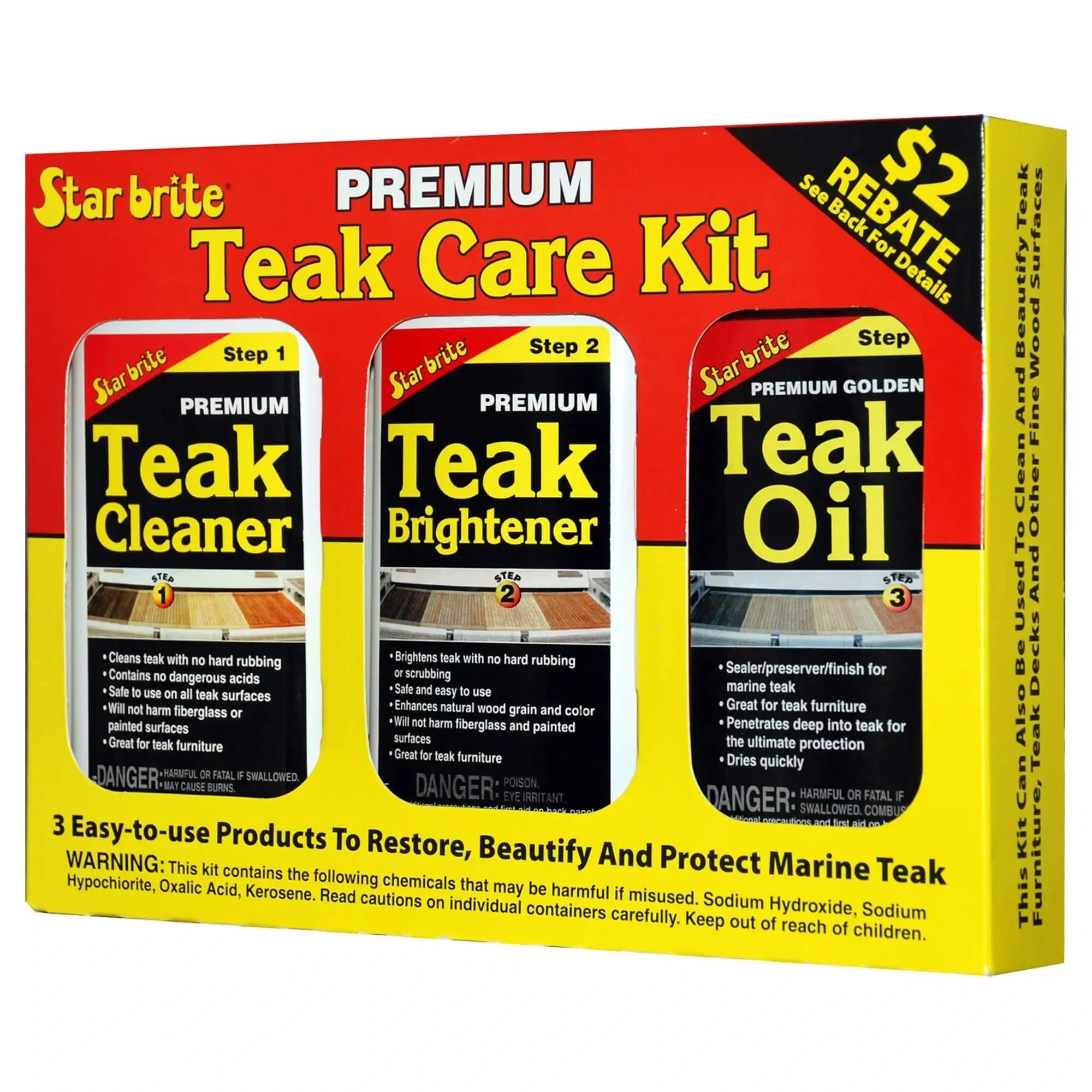 STARBRITE Starbrite 81216 Teak Cleaner Care Kit 16 Oz (3-Pack)
