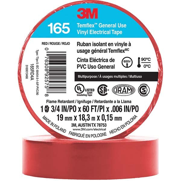 3M 3M 7100169492 Electrical Tape 3/4in 60ft Red