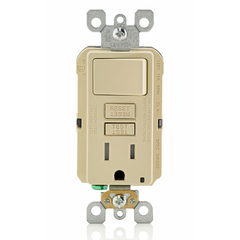 Leviton GFSW1-I Combination Switch and Receptacle 15 A 125 VAC NEMA 5-15R