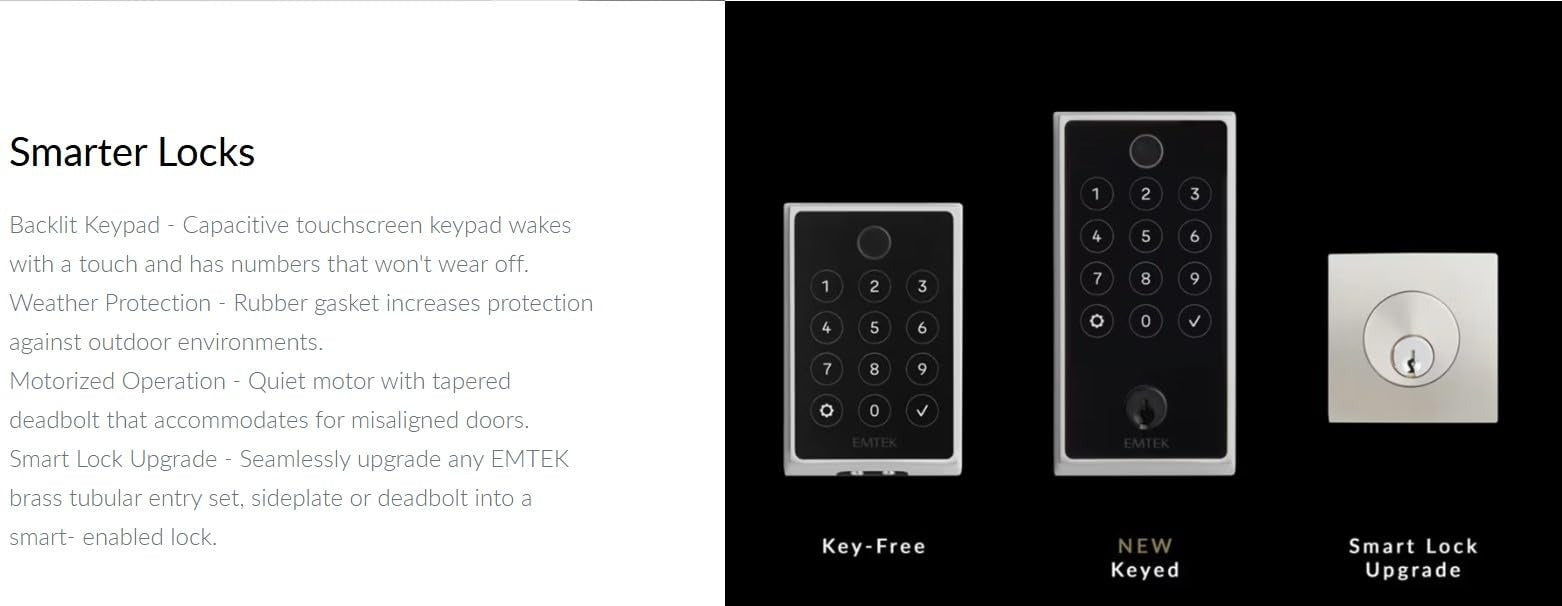 EMTEK Emtek EMP23231US10B Fingerprint Deadbolt Bluetooth Wifi