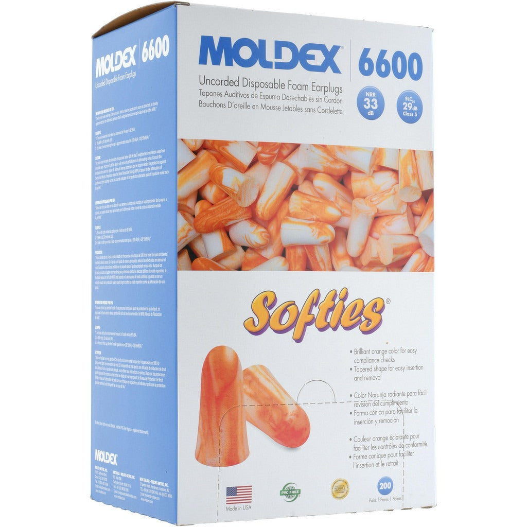 MOLDEX Moldex 6600 Foam Earplugs 33 Db Nrr 200 Pairs Uncorded