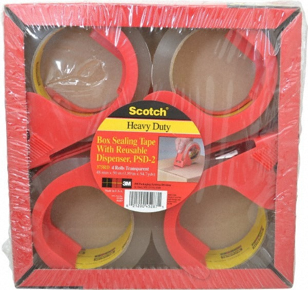 3M Scotch 7010312462 Packing Tape 2in Clear Rubber 4 Pack