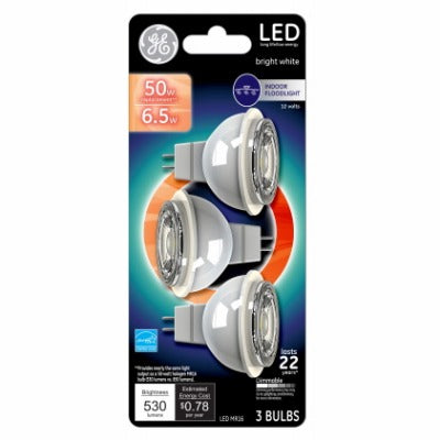 GE G E Lighting 93095550 MR16 Led Bulb 6.5W 3500K 3 Pack