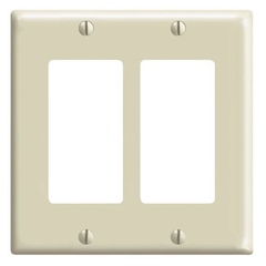 Leviton 80409-I Decora 2-Gang GFCI Device Wallplate Standard Size Thermoset Ivory