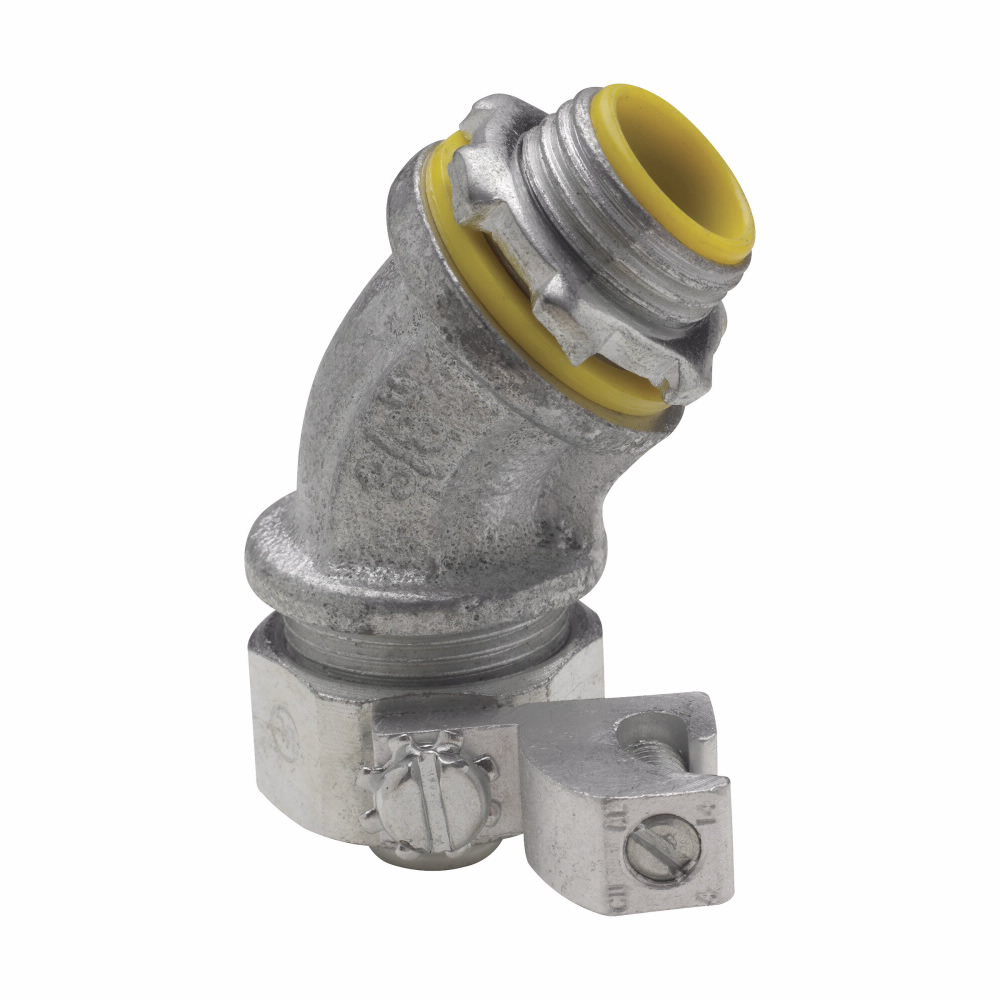 Crouse-Hinds LT20045G 2 Inch Malleable Iron Non-Insulated 45 Degrees Liquidtight Conduit Connector