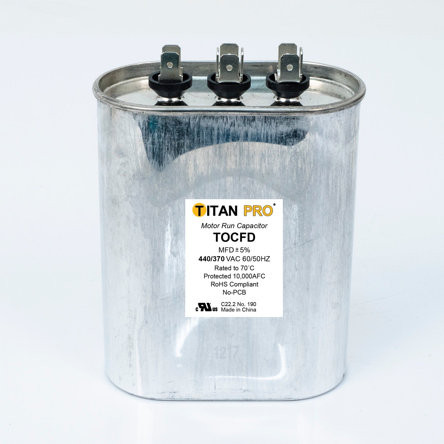 TITAN PRO Titan Pro TOCFD3575 Motor Run Capacitor 35/7.5 MFD Oval TOCFD3575