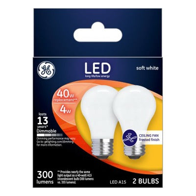 GE G E Lighting 25277 A15 Led Ceiling Fan Bulb 4W 2 Pack