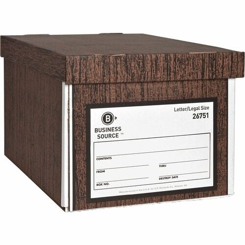 BUSINESS SOURCE Business Source BSN26751 Woodgrain Storage Box 12-pack