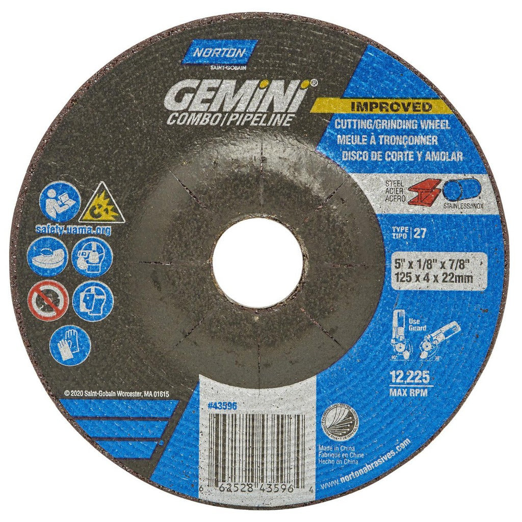 NORTON Norton 66252843596 Type 27 Grinding Wheel 5 in 24 Grit