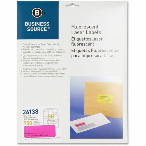 BUSINESS SOURCE Business Source BSN26138 Fluorescent Laser Labels 750 Pack