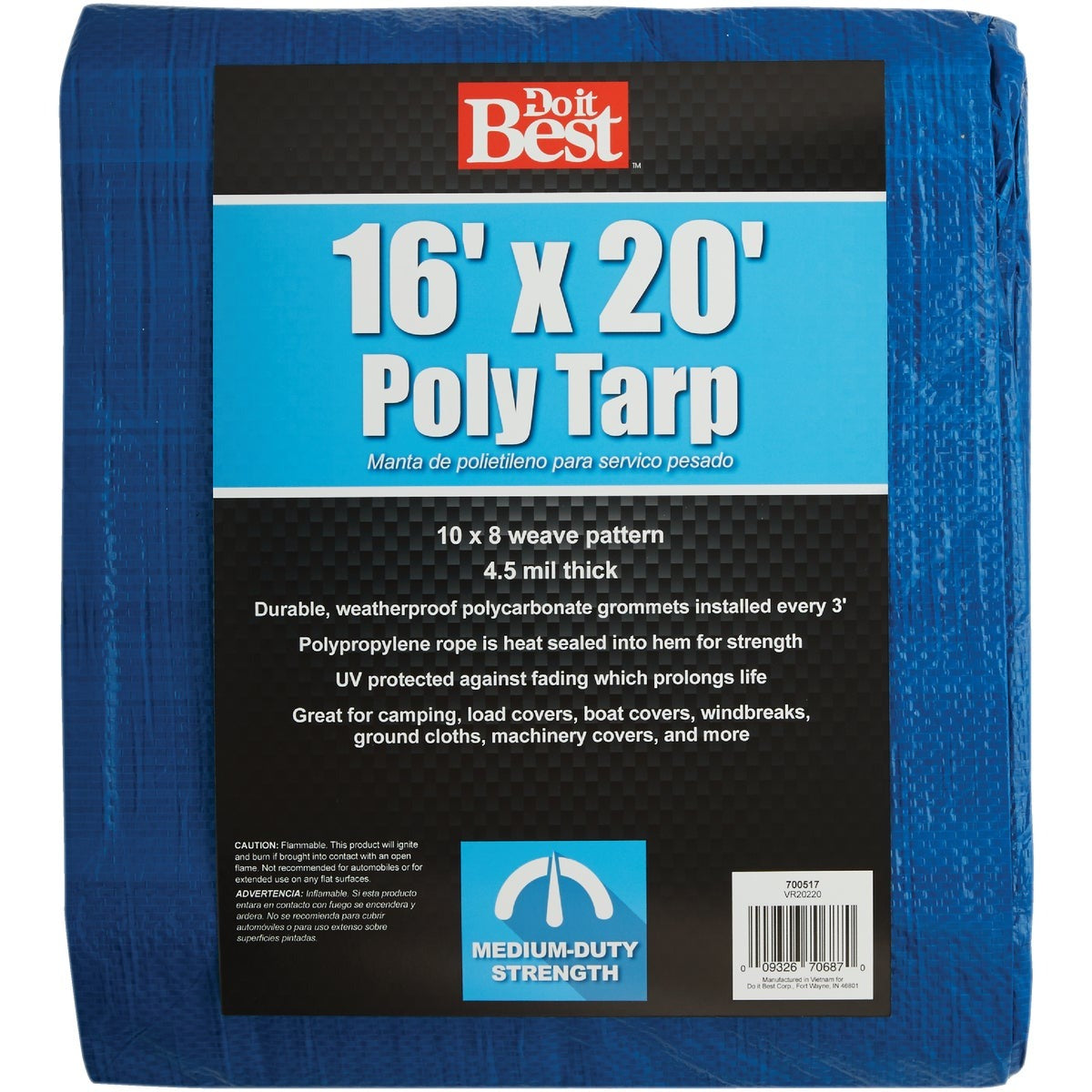BSC PREFERRED Bsc Preferred 700517 Blue Medium Duty Tarp 16x20 Ft