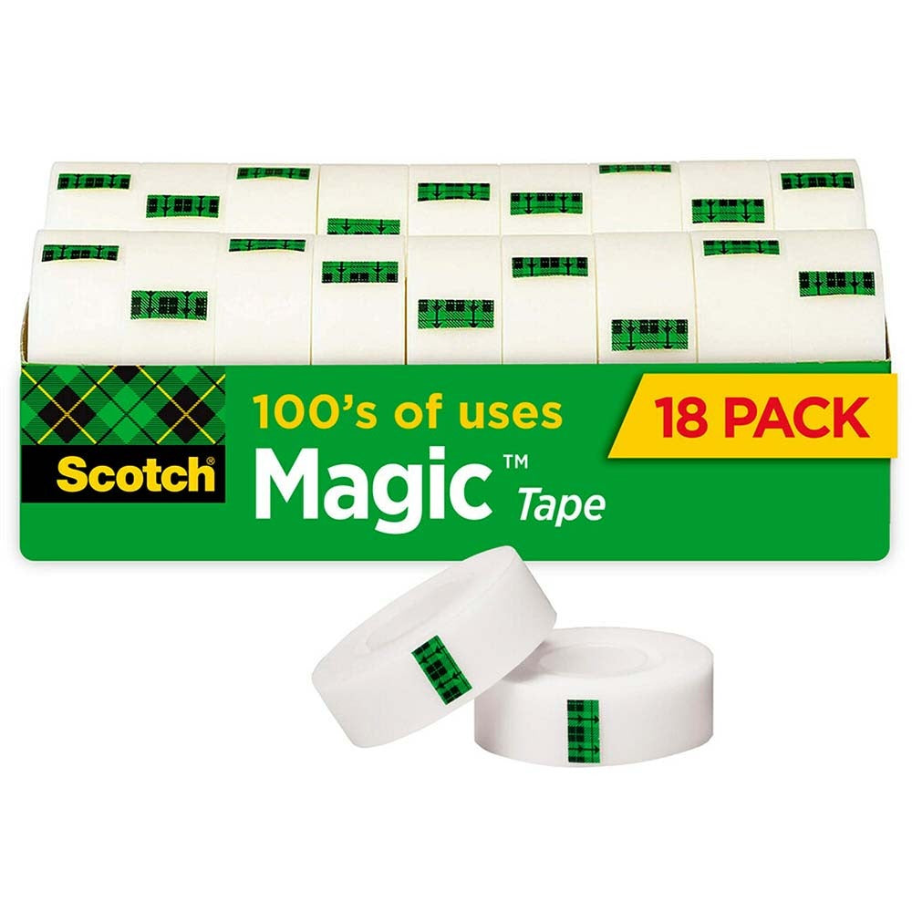 3M Scotch 7010385083 Packing Tape 3/4 in Clear 18 Pack