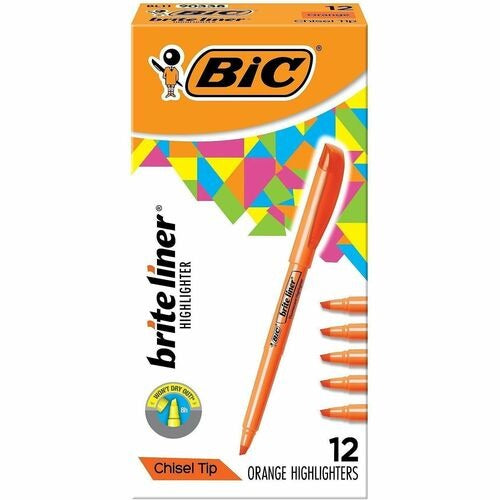 BIC Bic BICBL11OE Brite Liner Chisel Tip Highlighter 12 Pack