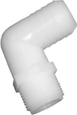 TRUE VALUE 53720-0808 1/2 I.D. x 1/2 Male Pipe Thread Nylon Hose Barb Elbow