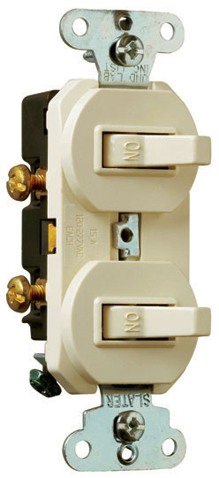 Legrand 690LAG Pass & Seymour 15A 120/277V Single Pole Double Combination Switch with Ground - Light Almond