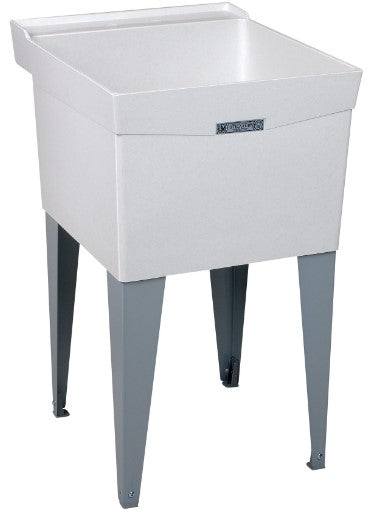 Mustee 18FK Premier Laundry/Utility Tub, Floor Mount, Crushed Stone Blend/Fiberglass, White