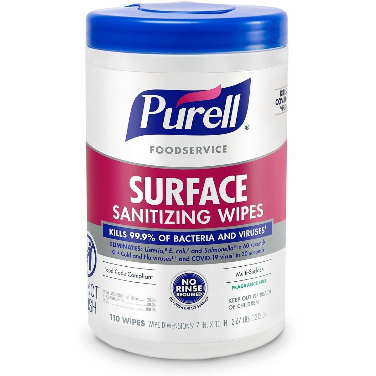 GOJO Gojo GOJ934106 Purell Foodservice Surface Sanitizing Wipes 110 Wipes/Container