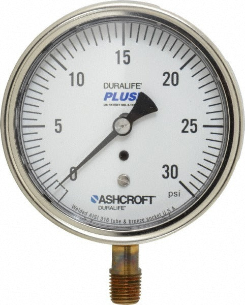 ASHCROFT Ashcroft 94595XLL Pressure Gauge 0-30 Psi 3.5in Dial