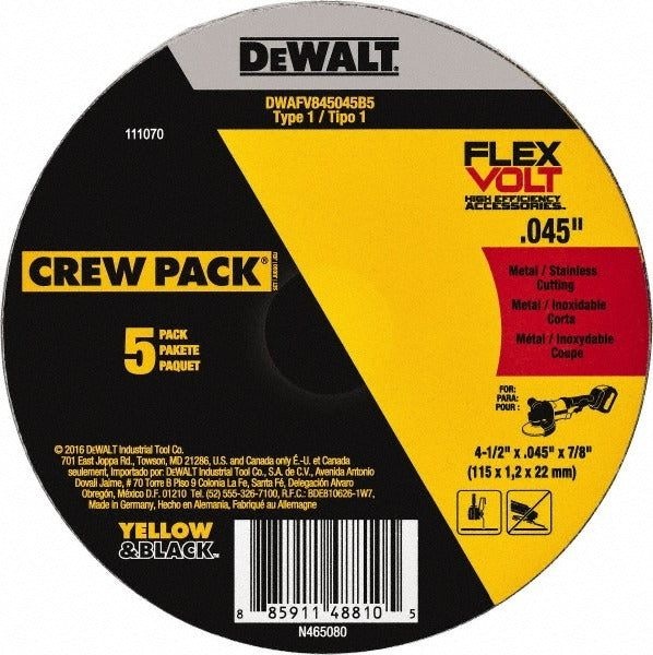 DEWALT Dewalt DWAFV845045B5 Ceramic Cut-off Wheel 4-1/2 in 5-pack