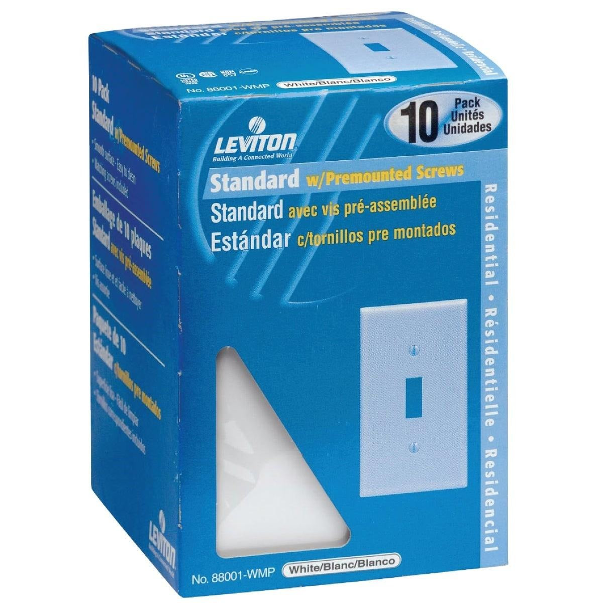 LEVITON Leviton M24-88001-WMP Toggle Switch Wall Plate Power (10-Pack)