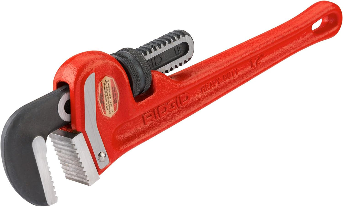 Ridgid 31015 Heavy-Duty Straight Pipe Wrench 12 Inch Red